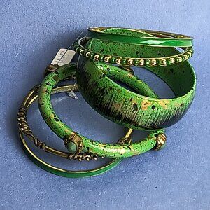 Exquisite Set Of 6 Green Bangle Bracelet Fashion For Women's Casual
